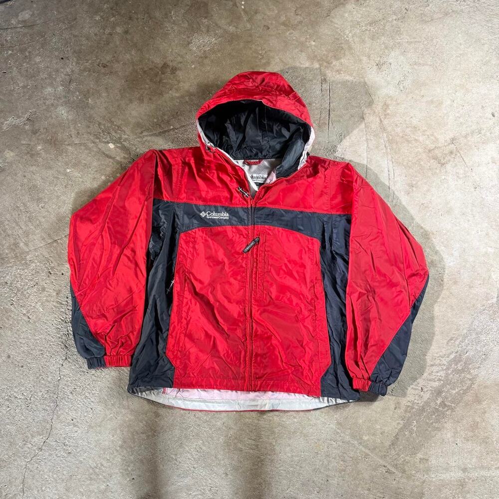 Red columbia sportswear rain jacket